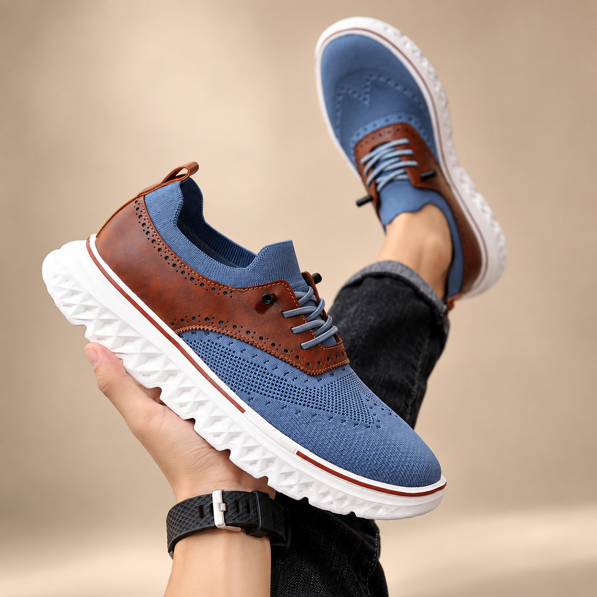 Kingsley Knit & Leather Sneakers