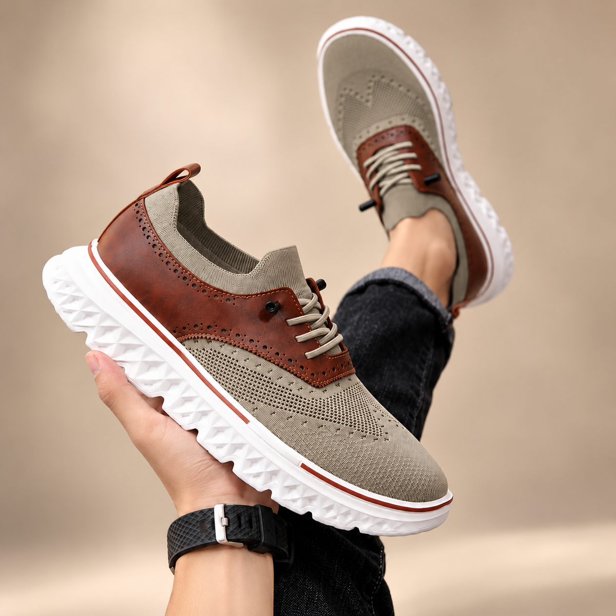 Kingsley Knit & Leather Sneakers
