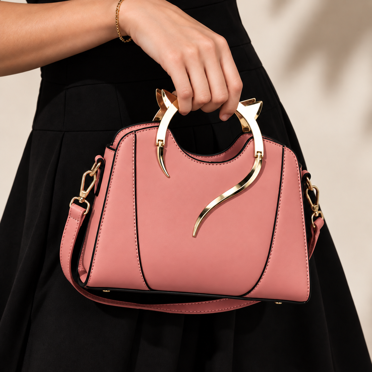 Amelie Sculpted Handle Bag