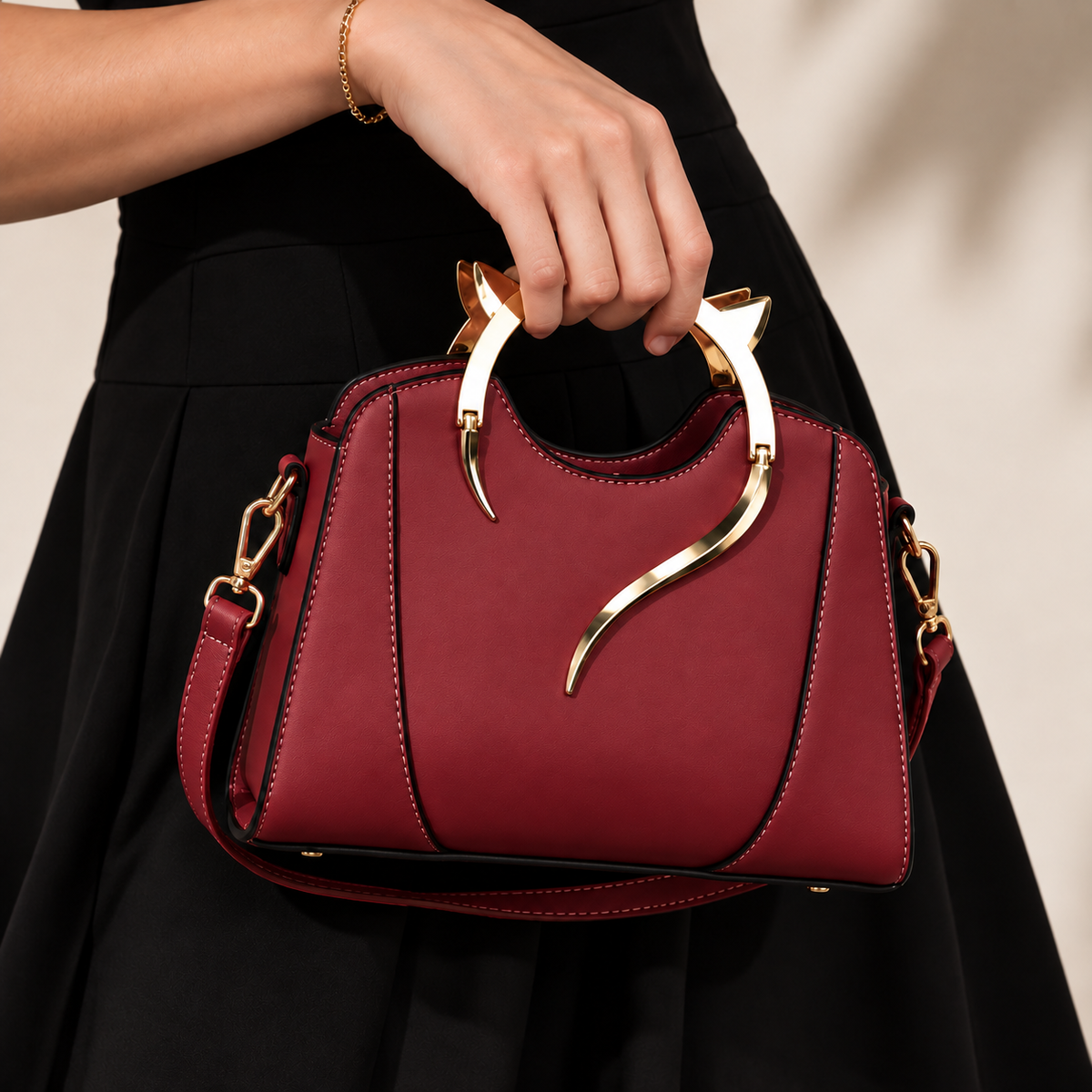 Amelie Sculpted Handle Bag