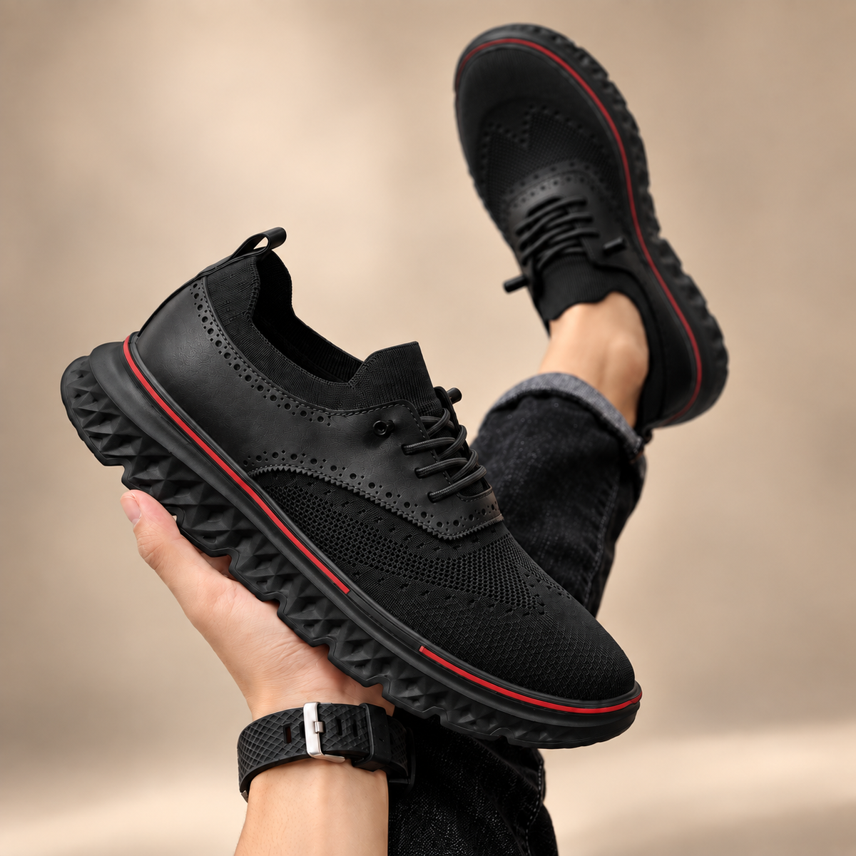 Kingsley Knit & Leather Sneakers