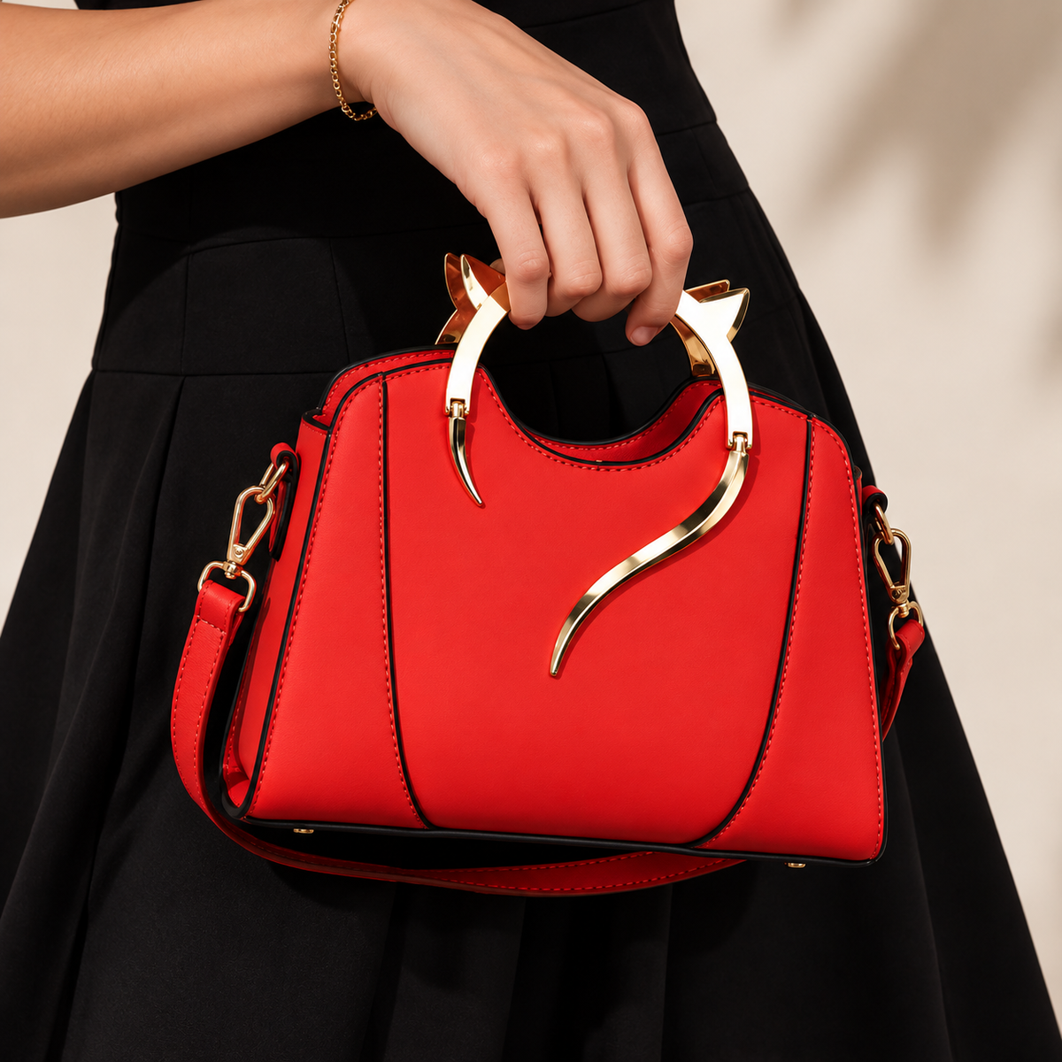 Amelie Sculpted Handle Bag