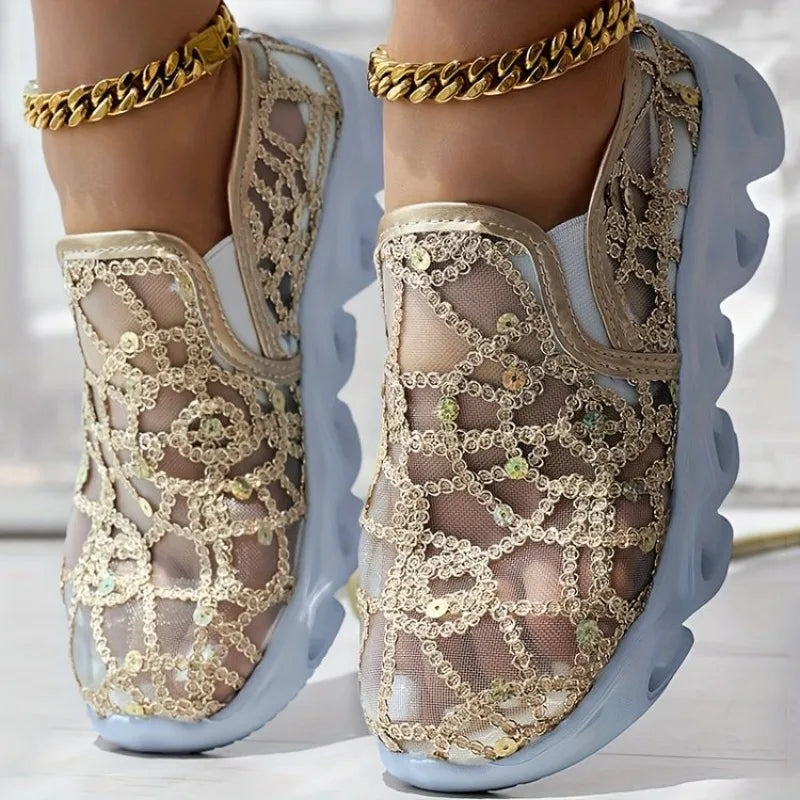 Valencia Mesh Embroidered Sneakers