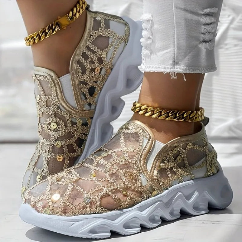 Valencia Mesh Embroidered Sneakers