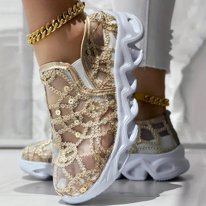 Valencia Mesh Embroidered Sneakers